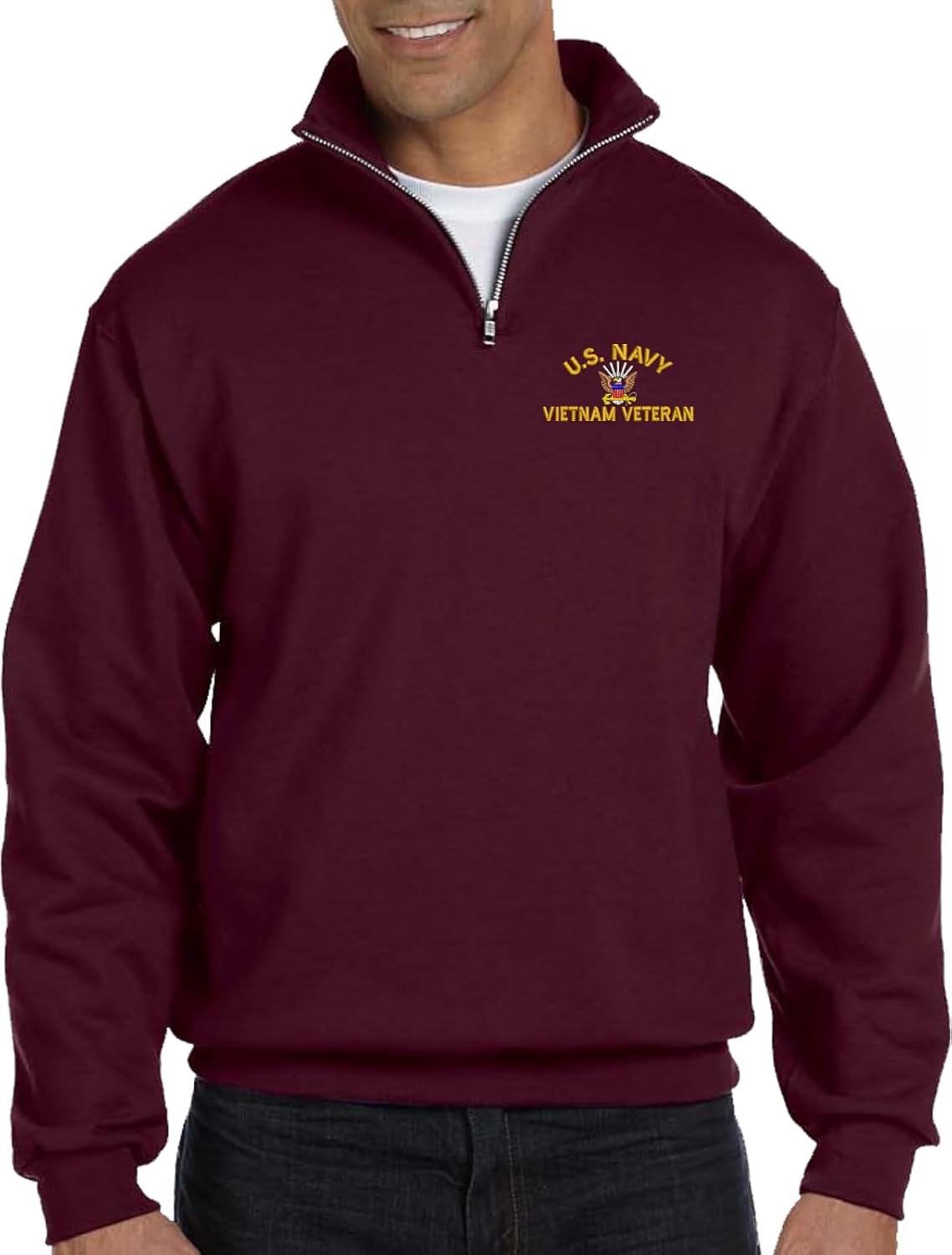 MilitaryBest U.S. Navy Vietnam Veteran Embroidered Quarter-Zip Pullover