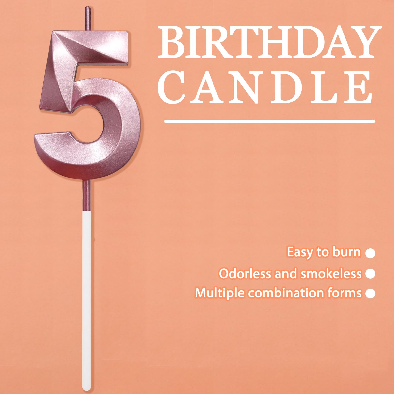 Candele Per Torta 5° Compleanno - Numero 3D Happy Birthday - Design Opera House - Nero Opaco - 2