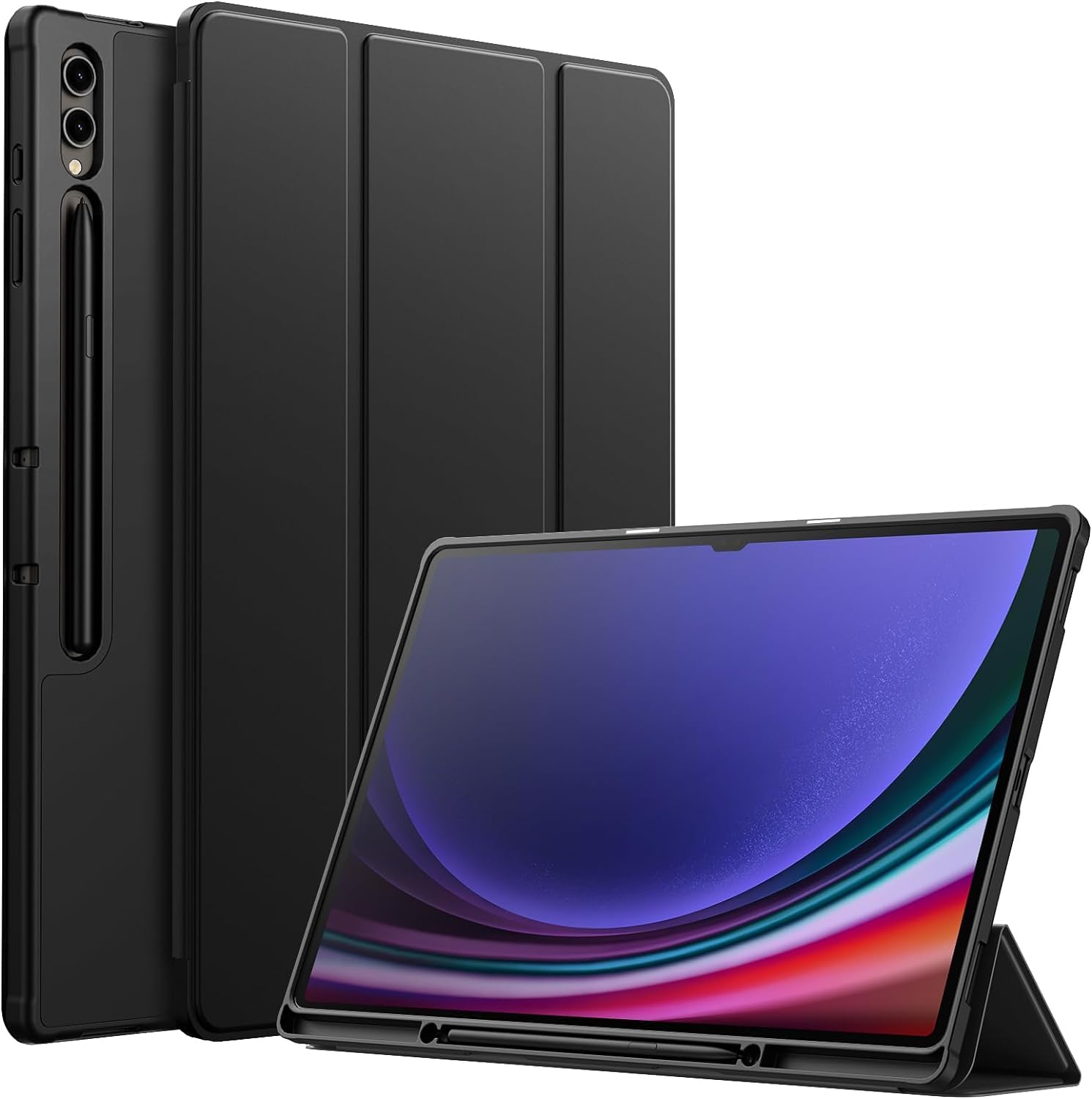 Printme Case for Samsung Galaxy Tab S9 Ultra 14.6 Inch with S Pen Holder, Soft TPU Tri-Fold Stand Protective Tablet Cover, Support S Pen Charging, Auto Wake/Sleep (Black) (B0CV5Y4VS8) Amazon Price History, Amazon Price Tracker