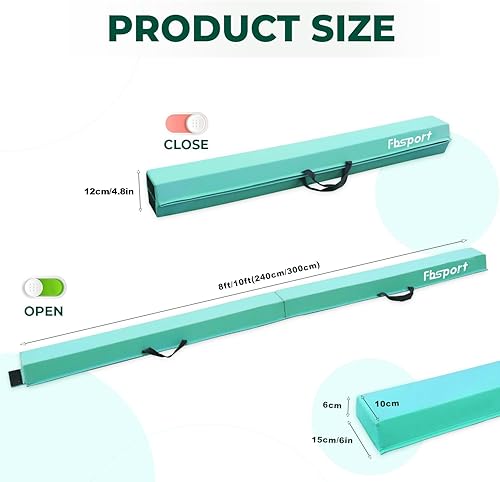 Miniatura 2 de FBSPORT 810ft Balance Beam Folding Floor Gymnastics Equipment PU Leather for Kids Adults,Non Slip Rubber Base, Gymnastics Beam for Training,