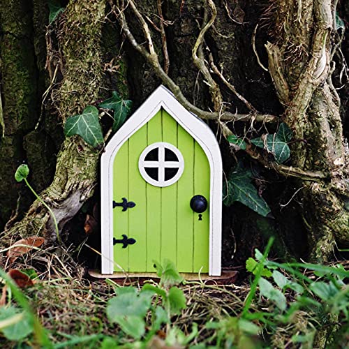 Boddenly Fairy Door Wooden Miniature Fairy Doors for Trees Outdoor Fairy House Fairy Garden Accessories Outdoor Fairy Garden Supplies for Fairy Tale Education Learning Toy Pretend Playsetï¼ˆAï¼‰