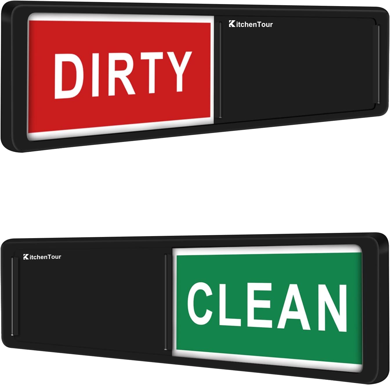 KitchenTour Clean Dirty Dishwasher Magnet - Upgrade Super Strong Magnet Version - Easy to Read Non-Scratch Magnetic Indicator Sign with Clear, Bold & Colored Text - Black