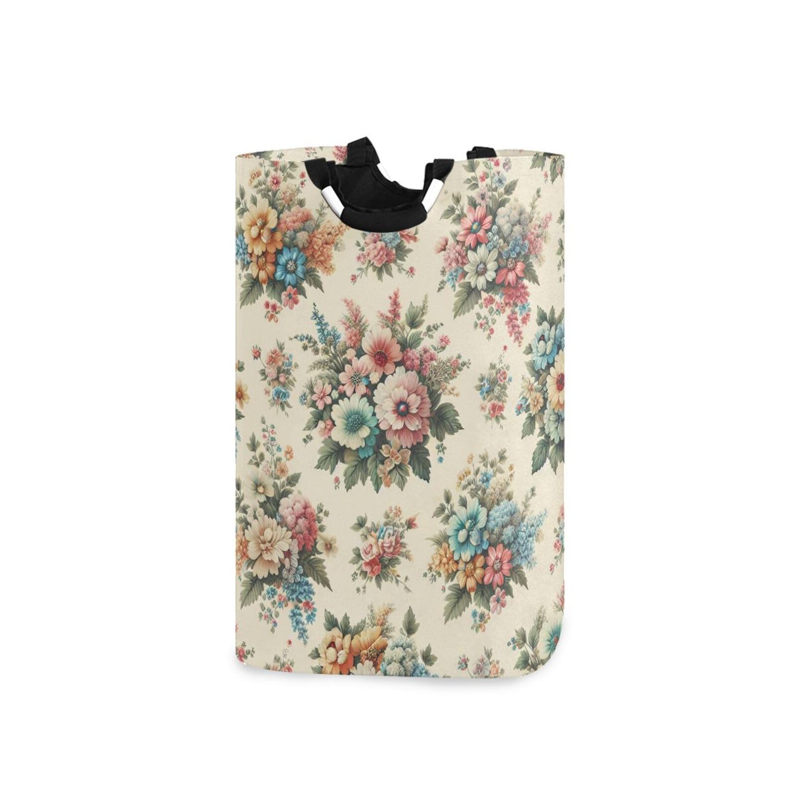 Jihqo Laundry Hamper Basket Bright Flowers Collapsible Nursery Storage Bin Waterproof Clothing Baskets for Home Bedroom Bathroom Washing Room