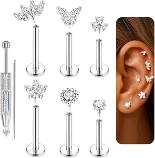 16G/18G G23 Titanium Flat Back Earrings Studs for Women