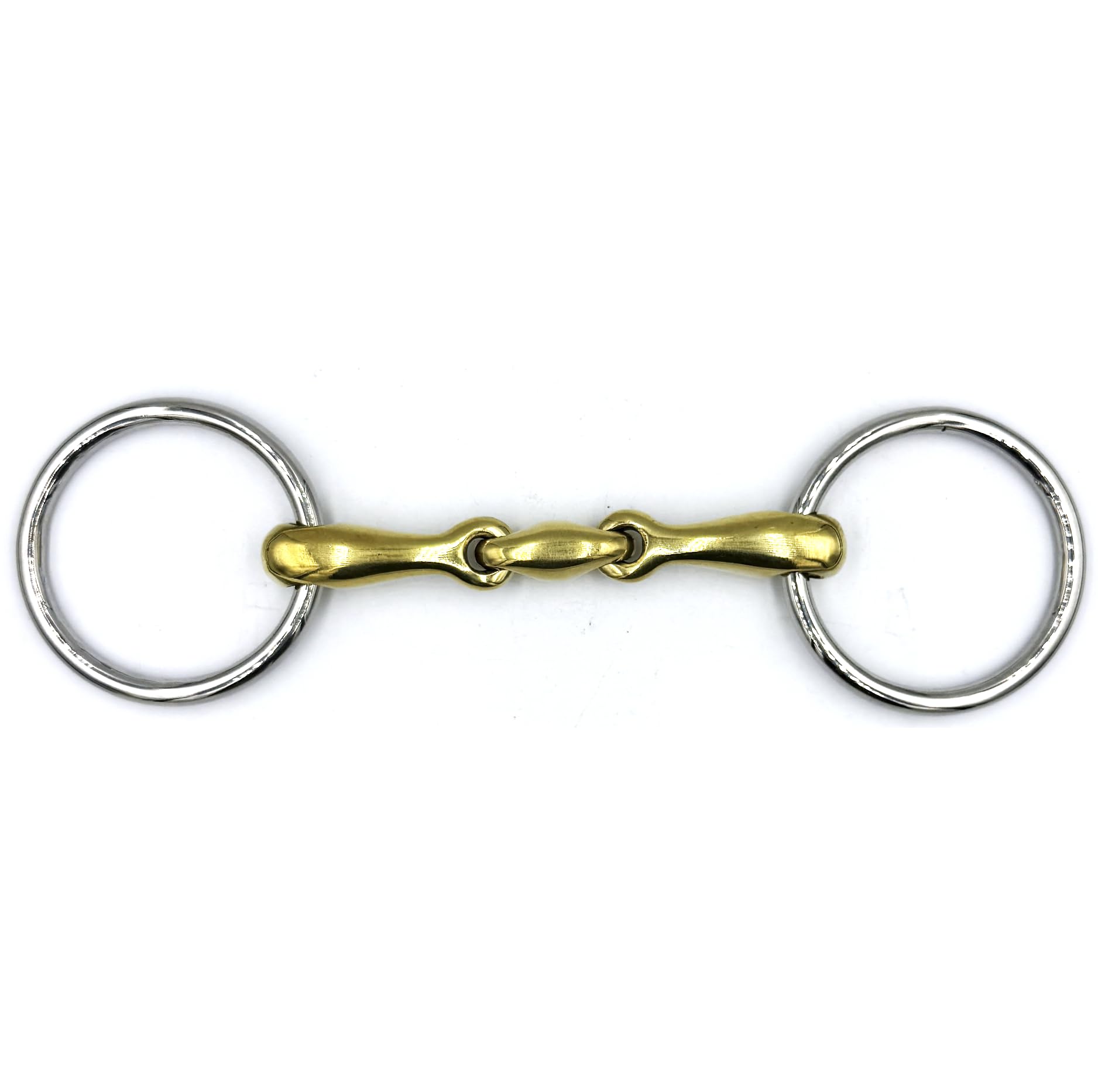 ES0275 Gebiss Wassertrense Doppelt Gebrochen aus Kupfer und Edelstahl Ringdurchmesser 60 mm Gebissstärke 14 mm (14.5 cm)