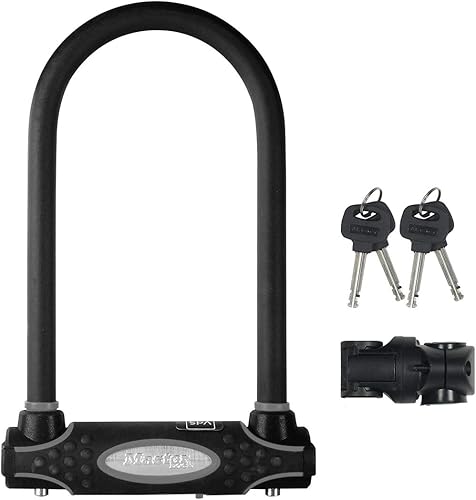 Master Lock Cerradura negra para bicicleta con 2 llaves, cerradura en U para bicicletas y otros equipos al aire libre, cerraduras de bicicleta