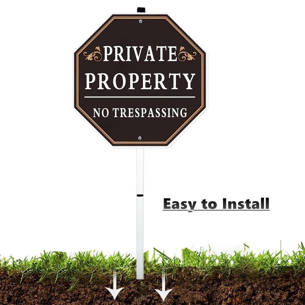 HEIOKEY 'Private Property No Trespassing' Schild – 25,4x35,6 Cm, Aluminium, Rot-schwarz-weiß, Für Zaun, Wand & Tor