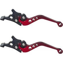 1 Pair Red Motorcycle Brake Clutch Levers, CNC Aluminum Alloy Handle Set for Scooter Motorbike, Adjustable Replacement Parts