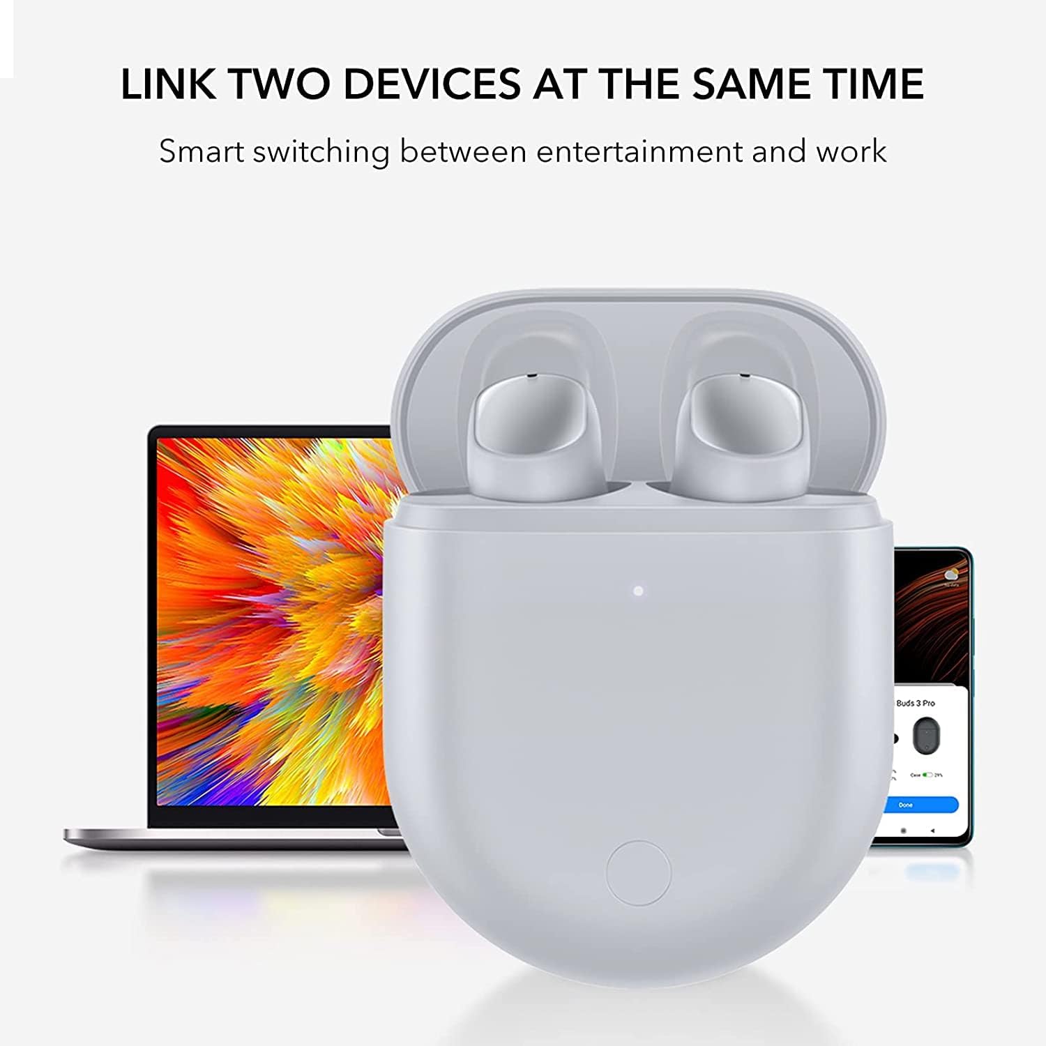 Xiaomi Redmi Buds 3 Pro True Wireless Airdots in-Ear Earbuds 35dB Smart Noise Cancellation, 28 Hour Battery Life,Dual-Device Connectivity,Wireless Charging 10min Charge use 3h,Dual Transparency Mode