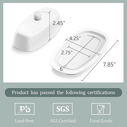 Miniatura 2 de Yedio Mantequillera de porcelana con tapa blanca y turquesa