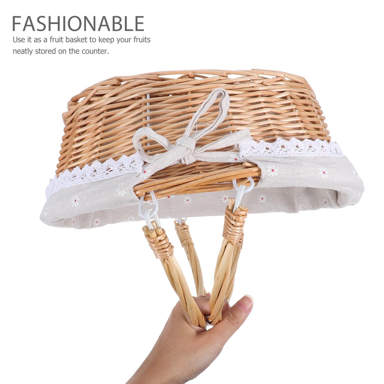 Healifty Picknickkorb Aus Rattan Mit Doppelten Klappgriffen Gänseblümchen-Sackleinen-Einlage Handgewebt Mehrzweck-Ostereier-Tablett Für Lebensmittel Brot Tisch Aufbewahrungskorb Heimdeko