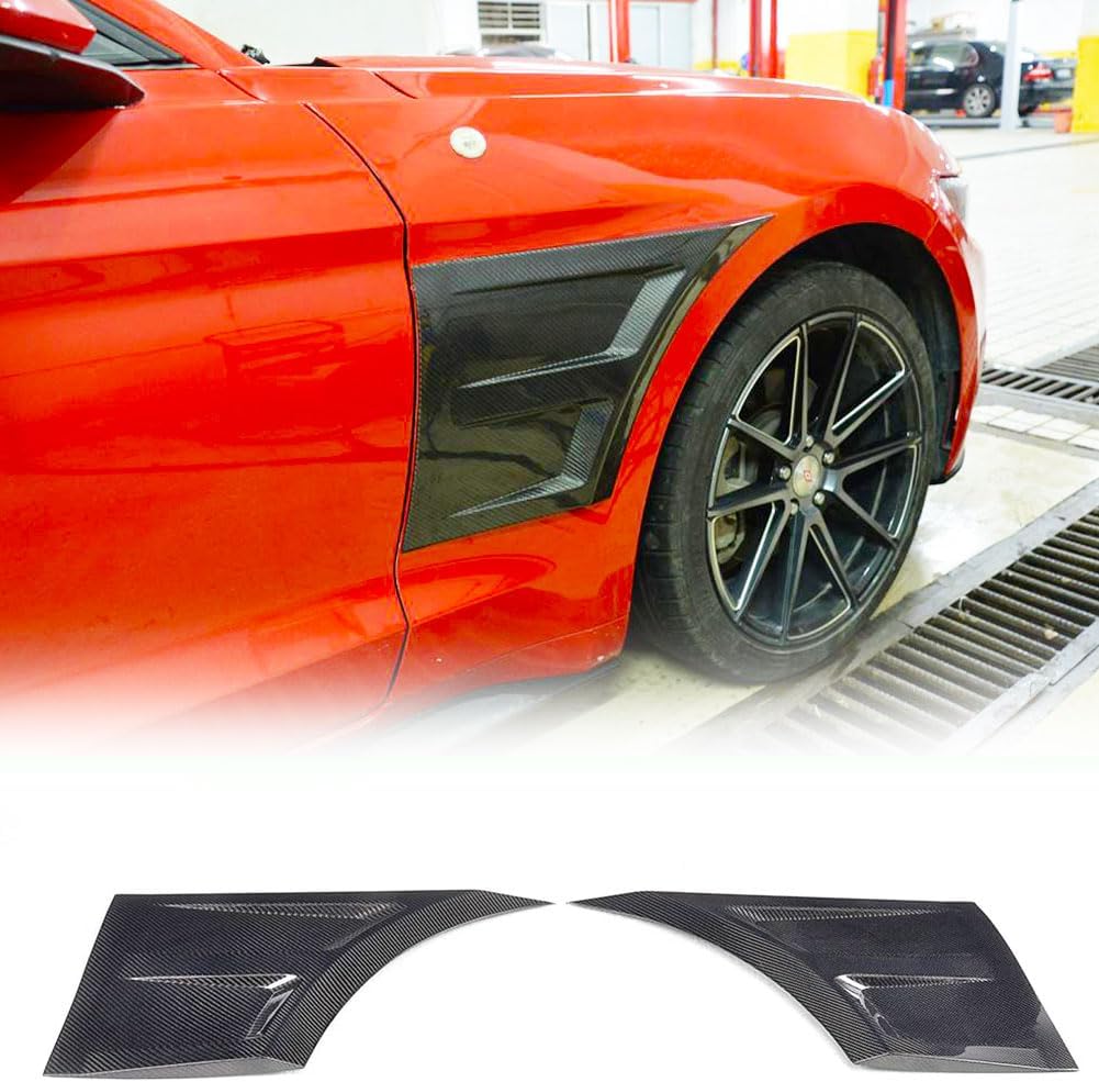 Front Fender Vent fits Ford Mustang GT Coupe Convertible 2015-2019 Customized Real Carbon Fiber CF Side Air Spoiler Cover Trims Decoration Stickers 2pcs