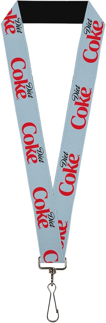 Buckle-Down The Coca-Cola Company Lanyard, Diet Coke Logo Light Gray Black Red, Elastic