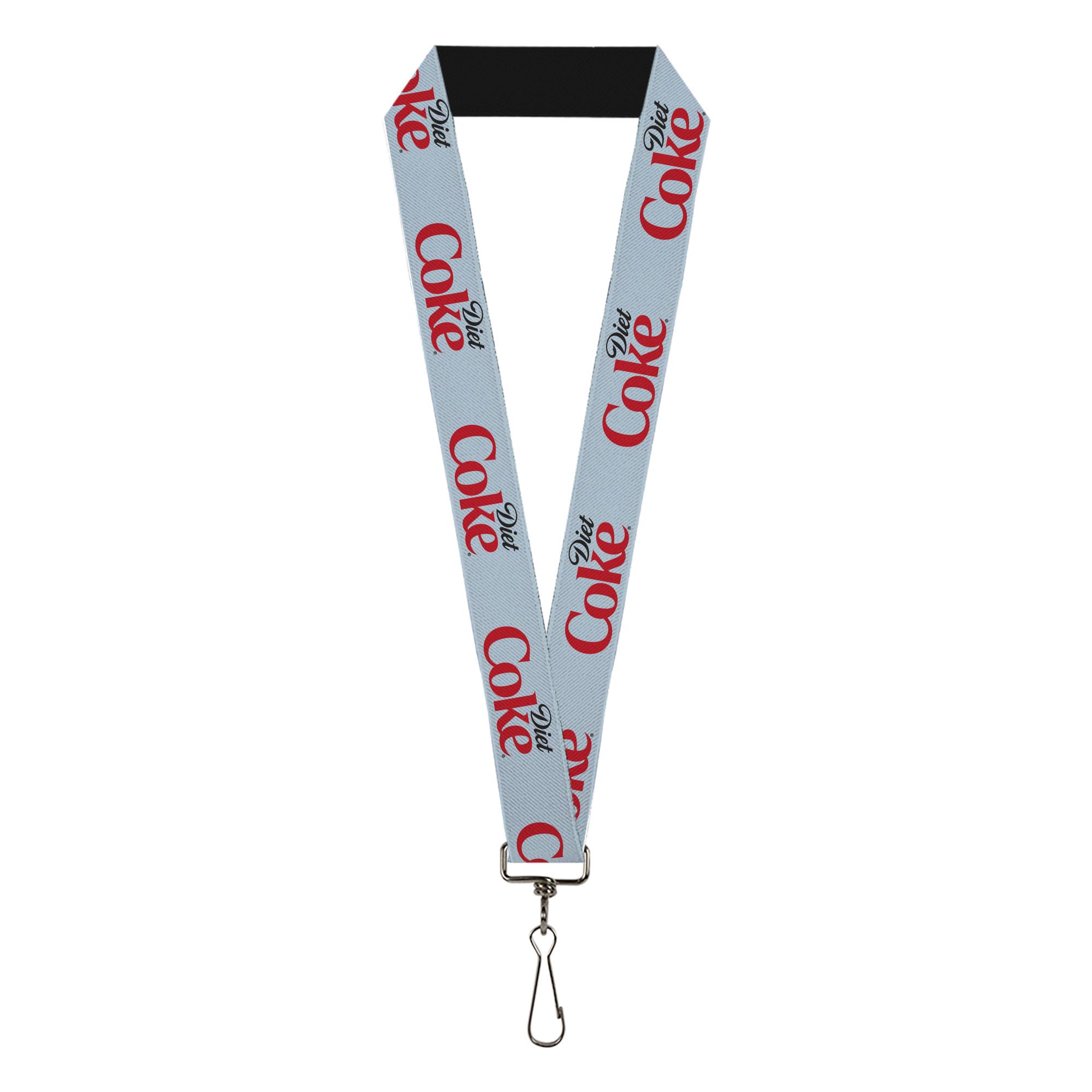 Buckle-Down The Coca-Cola Company Lanyard, Diet Coke Logo Light Gray Black Red, Elastic