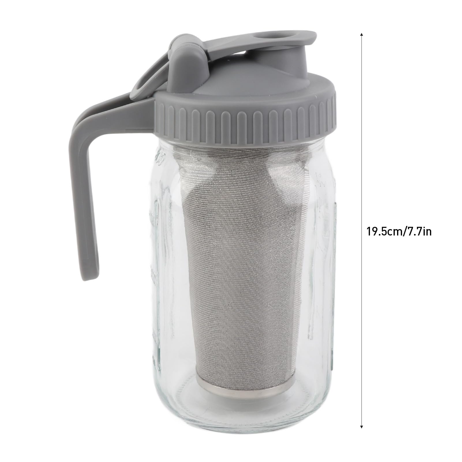 Jarra de cristal con tapa para conservas, 1 cuarto (32 o-z/1 l), jarra de agua a prueba de fugas con boca ancha y tapa de filtro, jarra de cerveza fría para agua, zumo, leche, té, café helado y