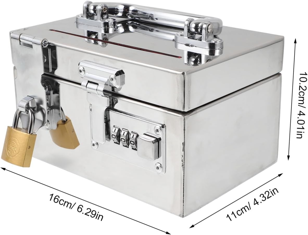 Stainless Steel Password Box Cash Box Hidden Safe Money Bank for Adults Key Lock
