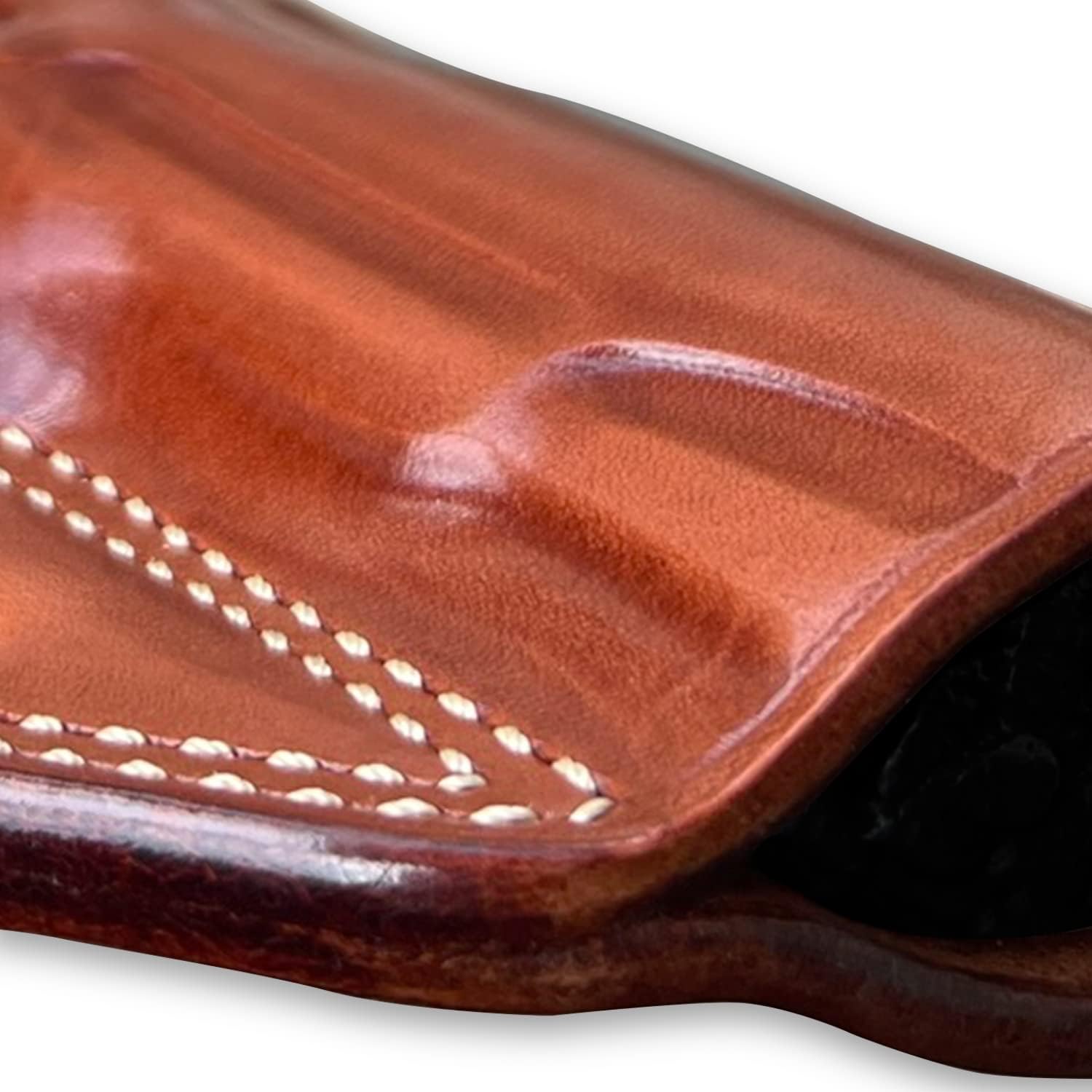 Masc Premium Leather OWB Pancake Holster Open Top Fits 1911 EMP Lightweight Champion 9mm 4-inch / 1911 Commander Non-Railed 4.25-inch, RH Draw Brown #1008#