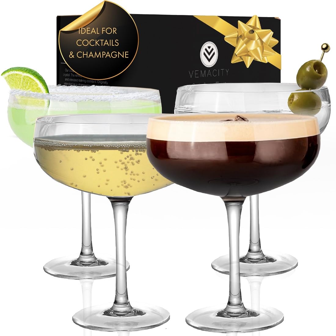 Coupe champagne en cristal Vemacity : verres de prestige faits à la main avec e-book