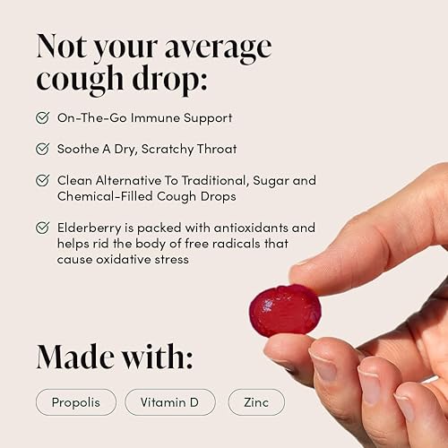 Miniatura 8 de Beekeeper's Naturals Gotas calmantes para la tos de miel, paquete de 3 sabores, miel, menta y saúco, alivio del dolor de garganta, pastillas
