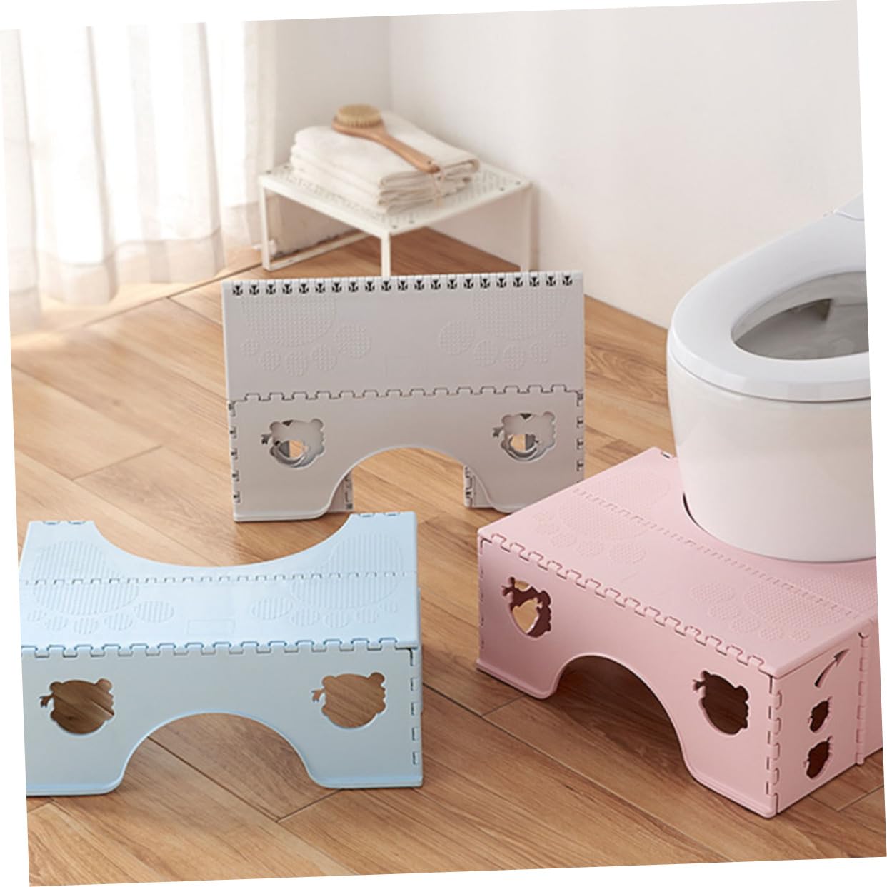 Beavorty Portable Toilet Footstool Non-Slip Anti-Skid Stool for Boys and Girls Adults Foldable Squatting Stool for Bathroom