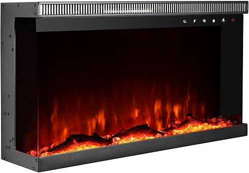 Miniatura 9 de CharaVector - Insertos de chimenea eléctrica de 70 pulgadas 750W/1500W con control remoto en montaje en pared, calentador de chimenea de inserción