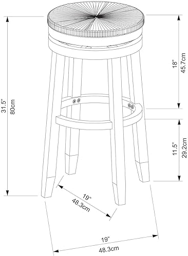 Miniatura 3 de Powell Furniture Linon Morgan - Taburete giratorio de madera de 31.6 pulgadas, color blanco