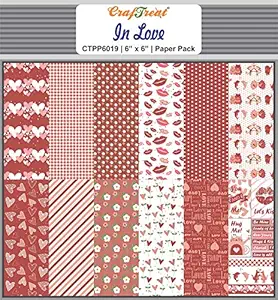 Love Theme Pattern Paper for Valentines Day -In Love - 6X6 Inches - 24 Sheets - Heart Design Papers for Art and Craft Printed Sheets - Love Paper Pack Designer Pattern Sheets - Love Pattern Paper
