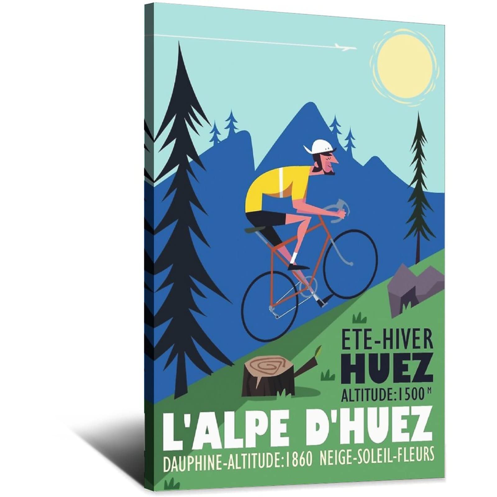 NMNM France Huez Cycling Vintage Travel Poster Canvas Art Wall Decor Poster Picture Print Painting Posters Gift 8x12inchs(20x30cm)