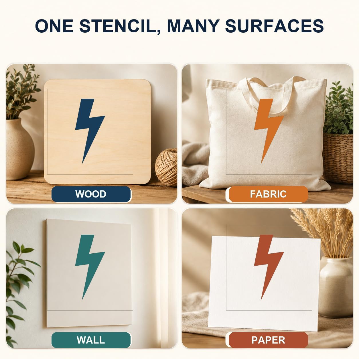 MAGJUCHE Lightning Stencil 6 Inches, Reusable Lightning Stencil for Painting DIY Crafts Decor