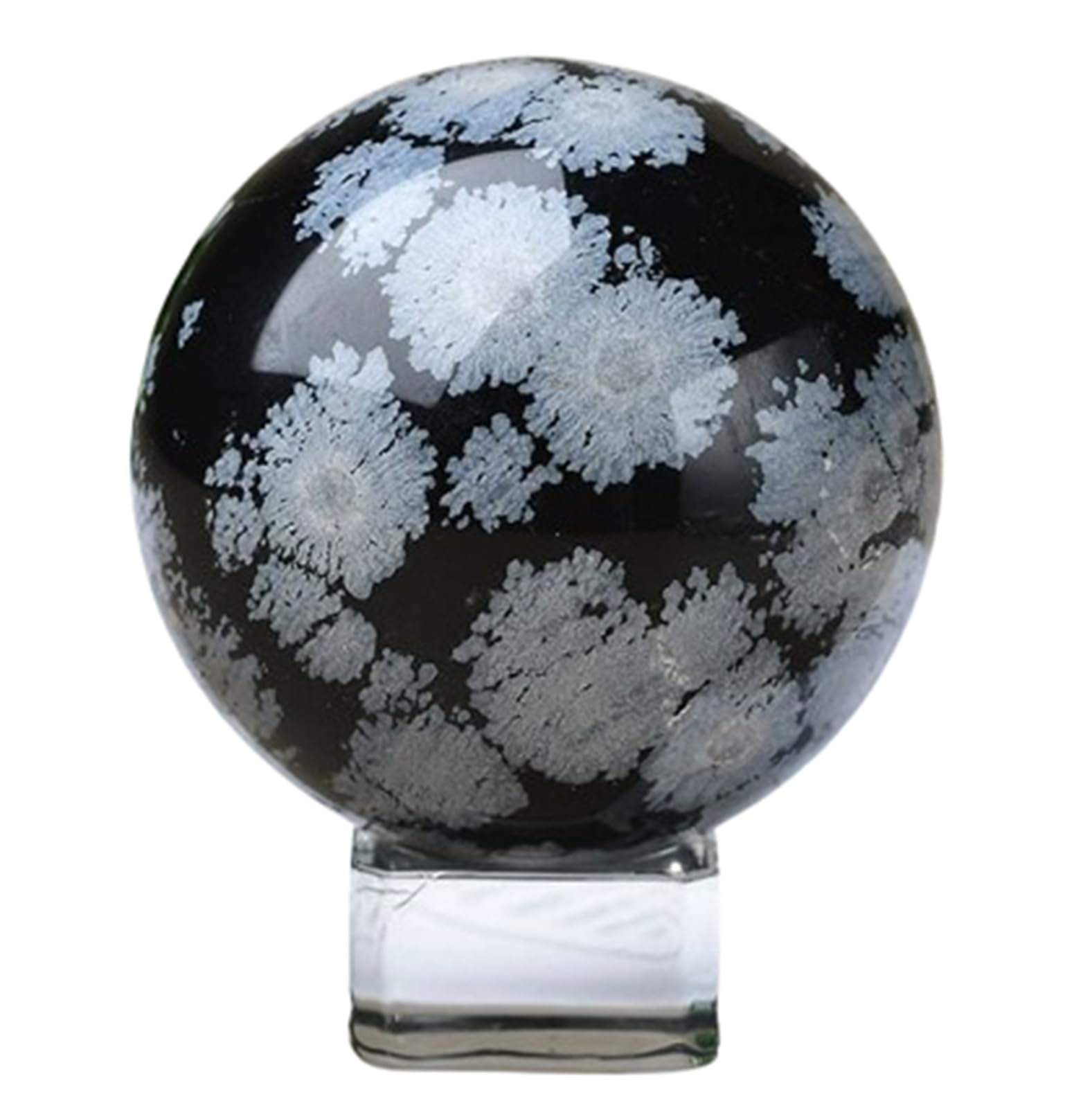 BHBHCPZGR Snowflake Obsidian Crystal Sphere Ball Gemstones Sculpture Figurine Polished Stones Feng Shui Home Office Decor,40~45mm