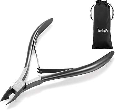 JewelryWe Pro Grade Cuticle Nipper/Cutter/Clipper Stainless Steel with Double Springs - Durable Manicure/Pedicure and Nail Art Tool