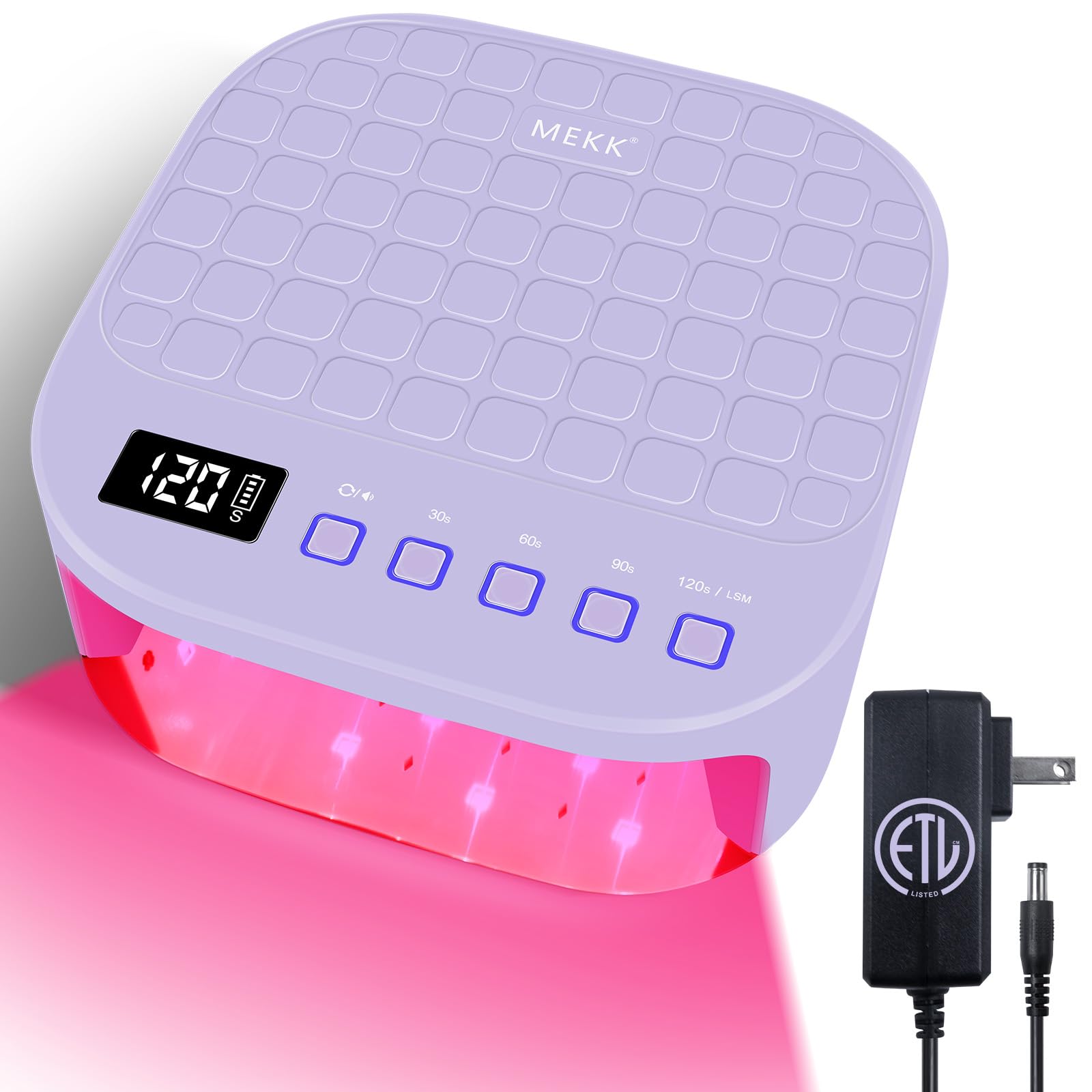 MEKK Cordless UV LED Nail Lamp,54W UV Light for Gel Nails with Hand-Friendly Red Light Beads,Auto Sensor & 4 Timer Settings Professional Flash Cure