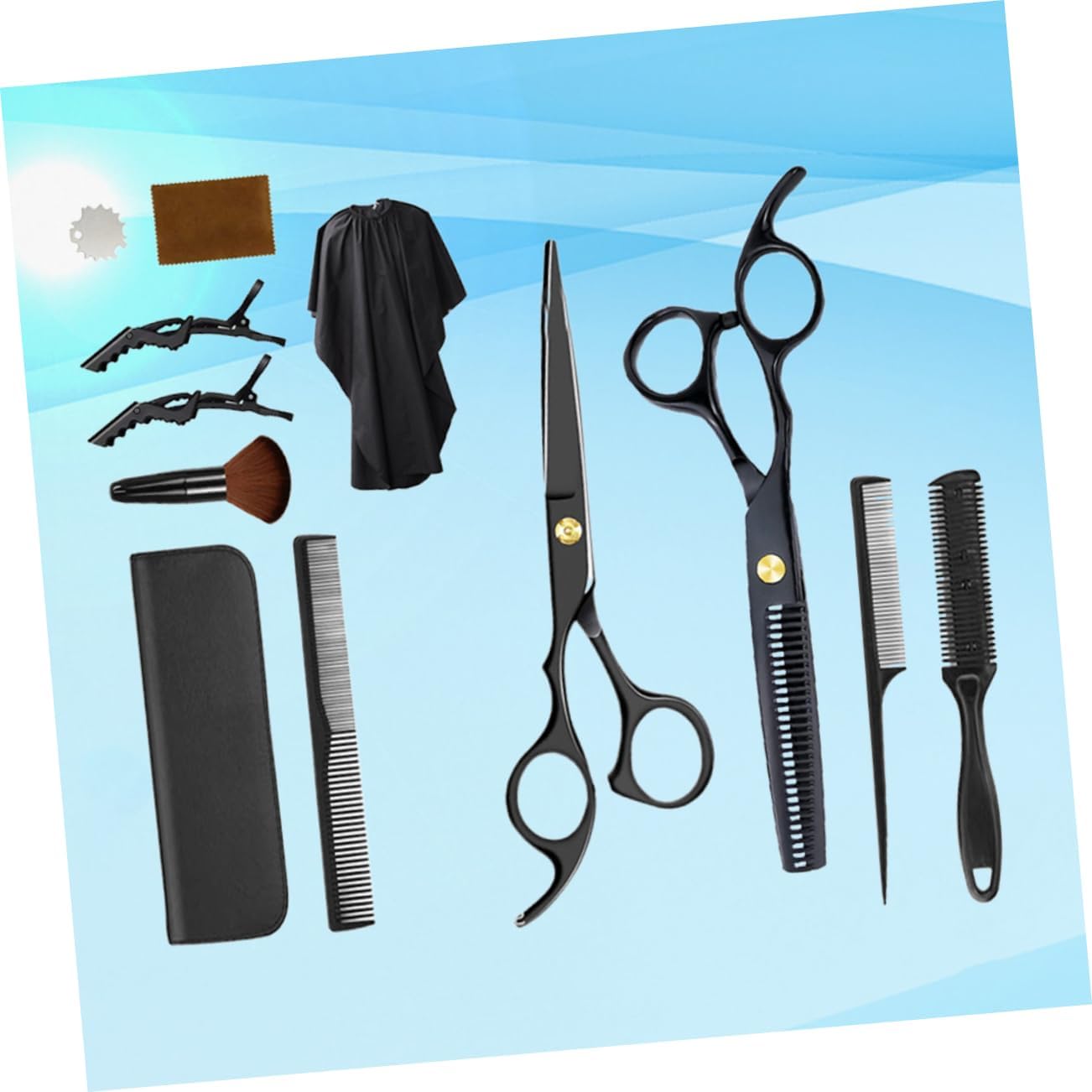 Hairdressing Tools Kit 12pcs Professional Haircut Scissors Barbershop Accessories for Home or Salon Use