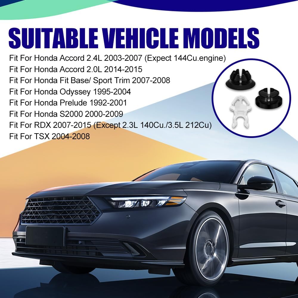 3PCS Hood Prop Rod Holder, Car Hood Holder, Black White Hood Rod Grommet Clips, 91503-SS0-003 91604-SD2-013 Car Engine Hood Stay Clips Compatible with Honda Accord Odyssey