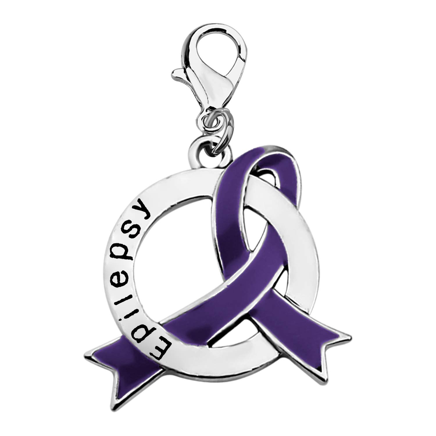 Epilepsy Purple Ribbon Clip-on Charm/Necklace Epilepsy Awareness Gift Purple Awareness Epilepsy Survivor Jewelry