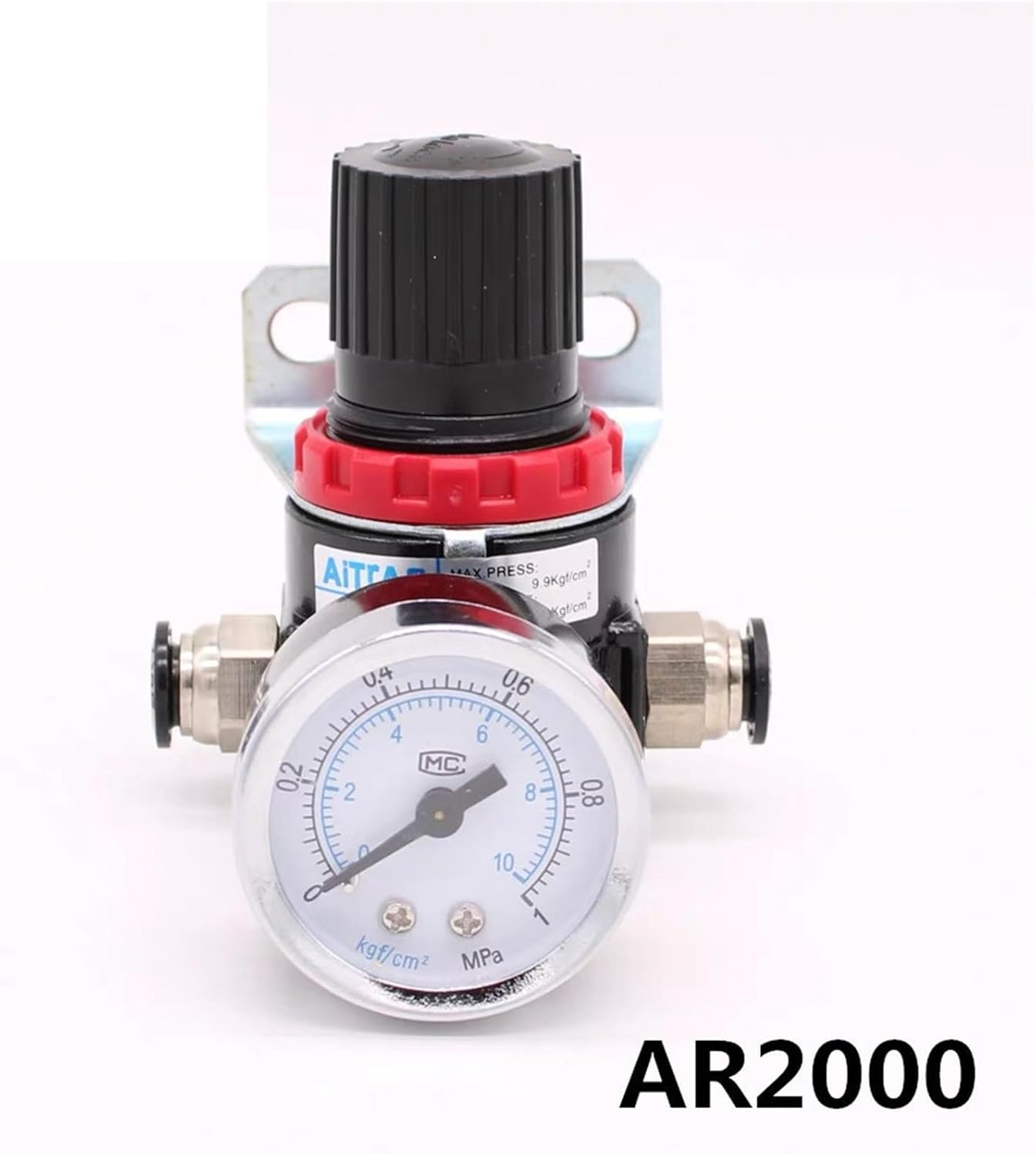 1pc AR2000 G1/4" Pneumatic Air Compressor Pressure Regulator Reduction Valve AR-2000 W fittings 4 6 8 10 12mm(AR2000 fitting 12mm)