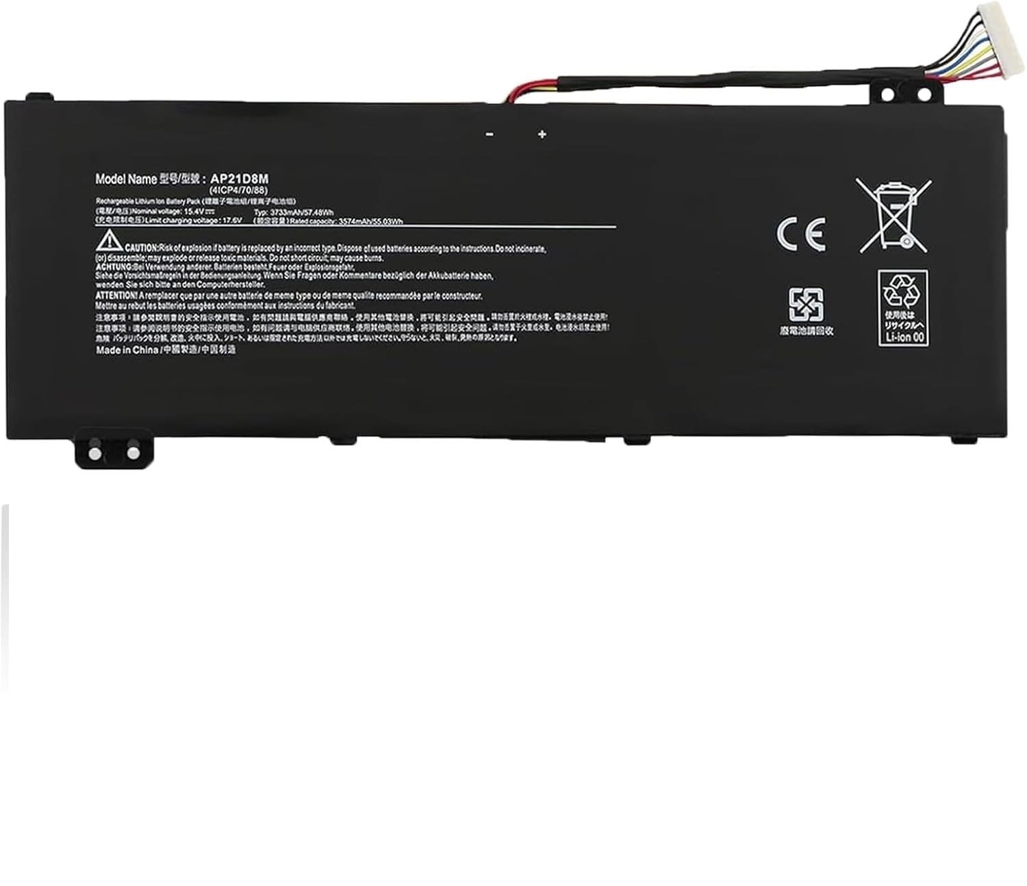 WISTAR AP21D8M Laptop Battery for Acer Nitro 5 AN515 46 AN515-47 AN515 58 Nitro 16 AN16-51 Nitro V 15 ANV15-51 Series Notebook 15.4V 3733mAh 57.48Wh