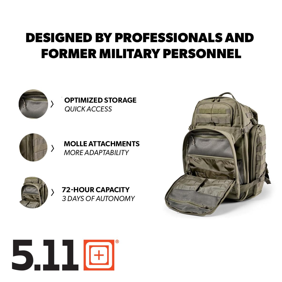 5.11 Tactical Backpack, RUSH 72 2.0 Military Survival Molle Back