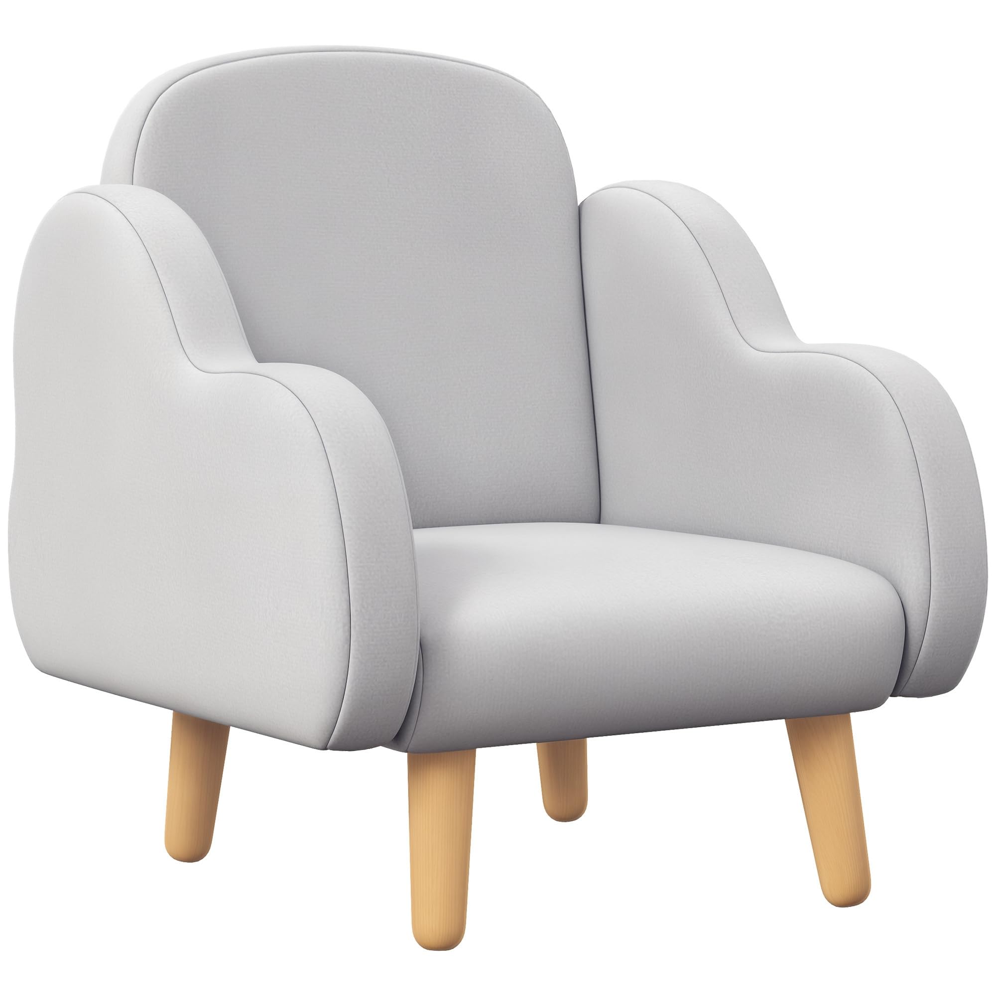 ZONEKIZ Kids Armchair with Arm Rest Velvet for Ages 1.5-3 Years Grey