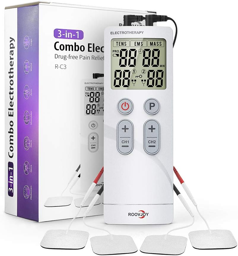 Tens Unit EMS Muscle Stimulator Massager 3 in 1 Compound Tens Machine, 22 Modes Machine Back Foot Neck Pain Relief Massage Therapy