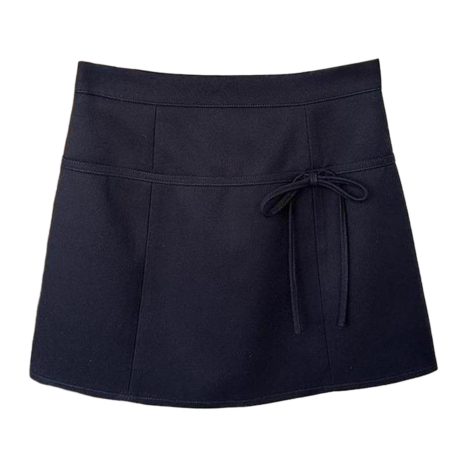 Casual Short Skirt Bow Front A Line Skirt for Daily Wear Traveling Date Navy M-image-29