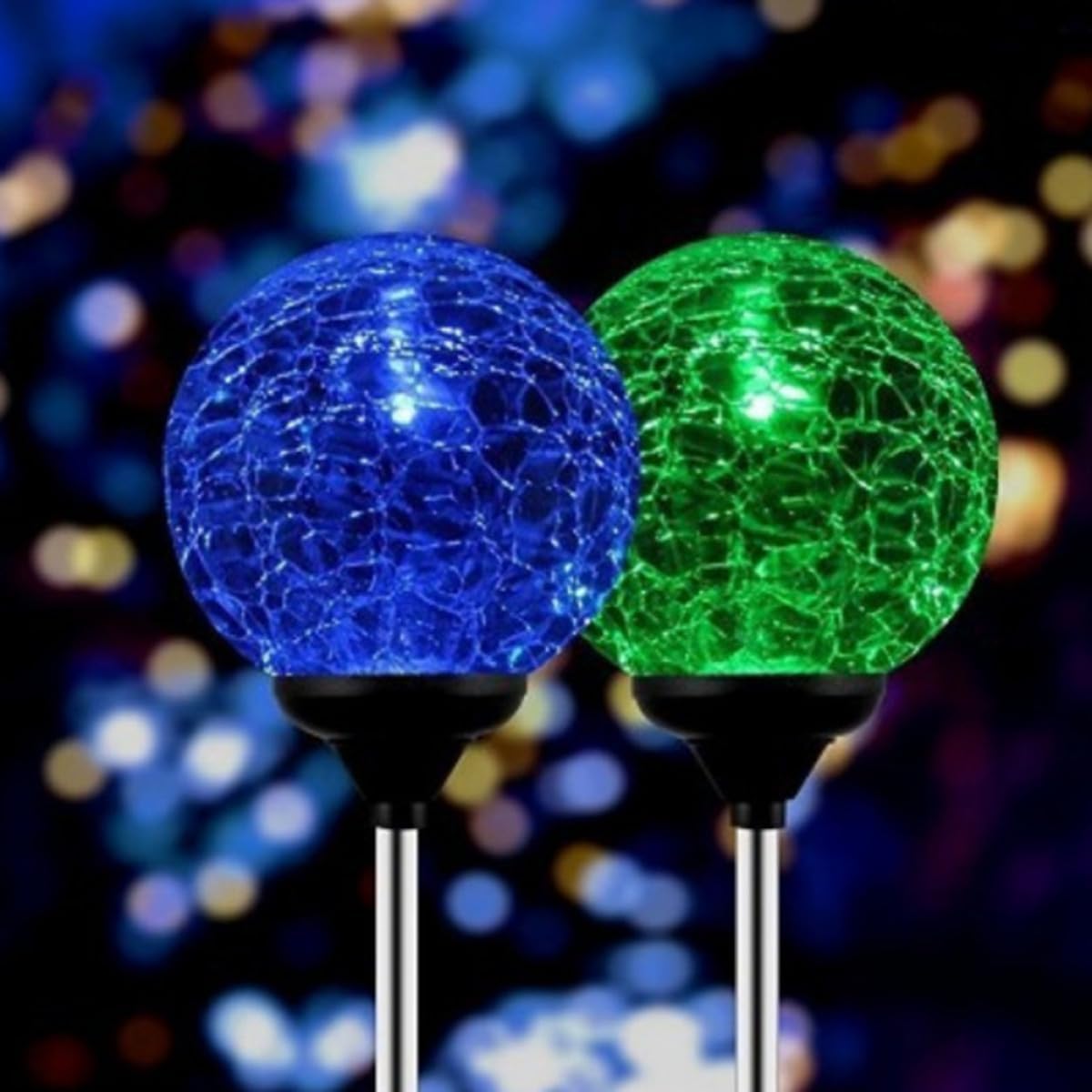 Gadpiparty 4pcs Solar Color Changing LED Lawn Lights Glass Ball Landscape Path Lighting for Garden Outdoor Ground Plug Stake Lamp