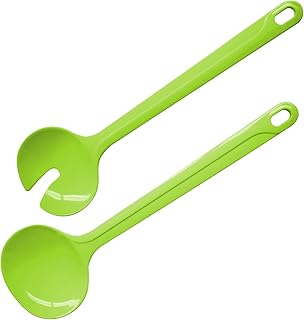 Fackelmann Couverts à Salade Tropical Fourchette et Cuillère à Salade en Plastique, Couverts de Présentation avec Poignée Ergonomique (Couleur : Vert), Quantité: 1 Pièce, 29.5x8.2x2.6cm