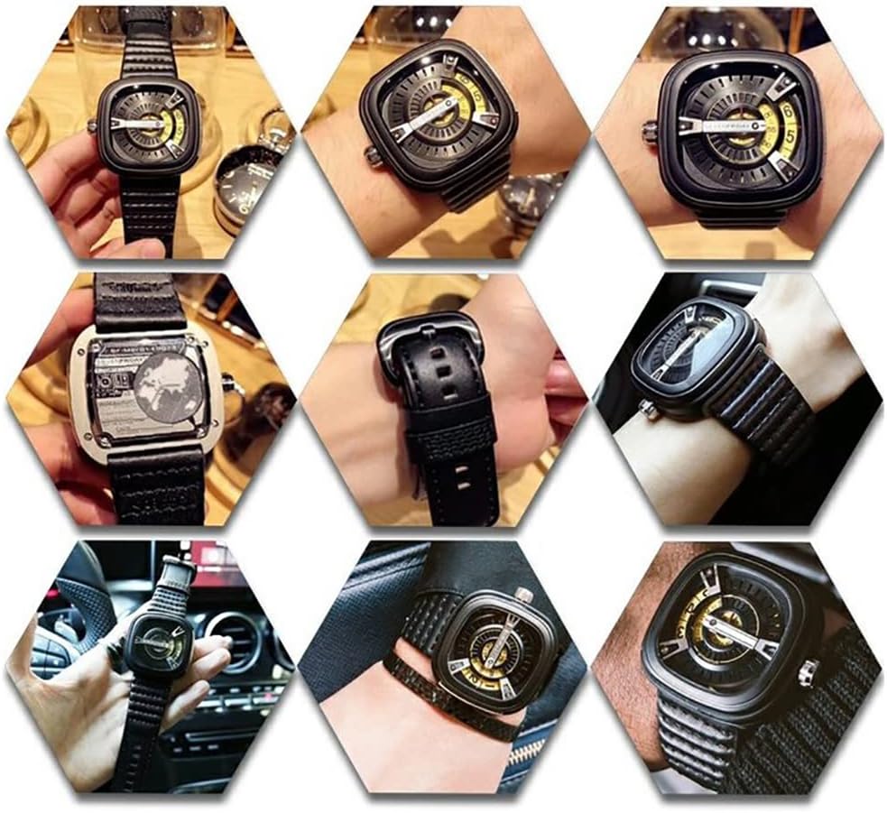 28mm Men's Genuine Leather Watch Band Compatible with Seven Friday M1 M2 P3 SF Calfskin Black Watch Straps with Heavy Duty Metal Buckle Watch Accessories