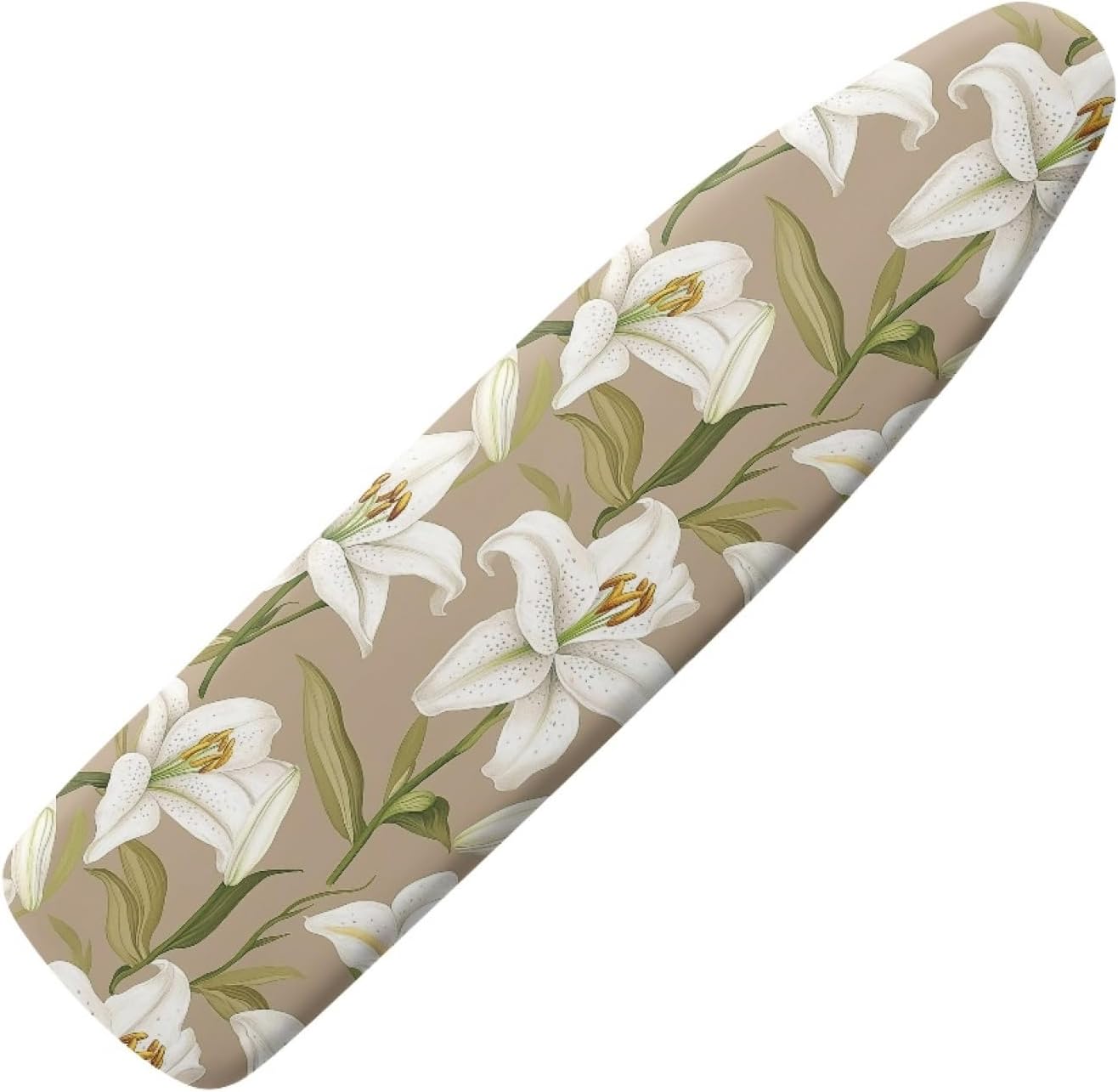 Large Ironing Board Cover and Pad 59x19 Lily Flower Light Brown Iron Table Cover with Padding,Extra Wide,Resist Scorching and Staining,Heatproof,Adjustable Fastener Durable Stain