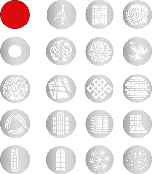 WELLMAKING G-10 19Pcs Gobos Kit Metal Modeling Sheet with a Red Colors Gels/Filter, for Snoot, Projector for LED RGB Flash Light...