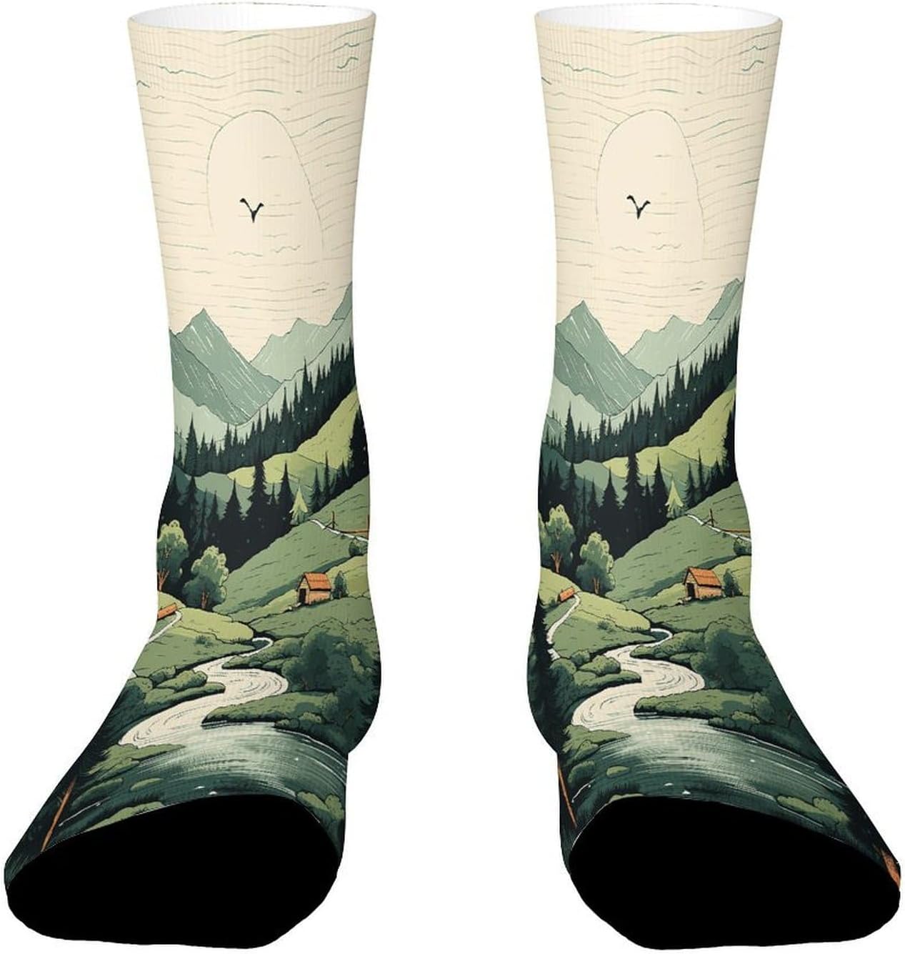 Outdoor Landscape Crew Socks Athletic Crew Sock