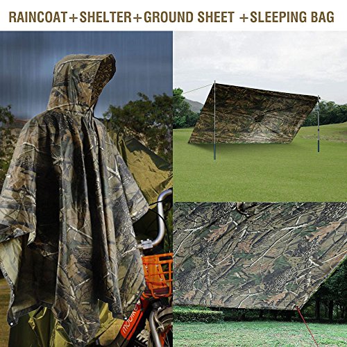 Infreecs Regenponcho Wasserdichter, Camouflage Regen Poncho Wiederverwendbar Camouflage Regenjacken Regencape… – Bild 8