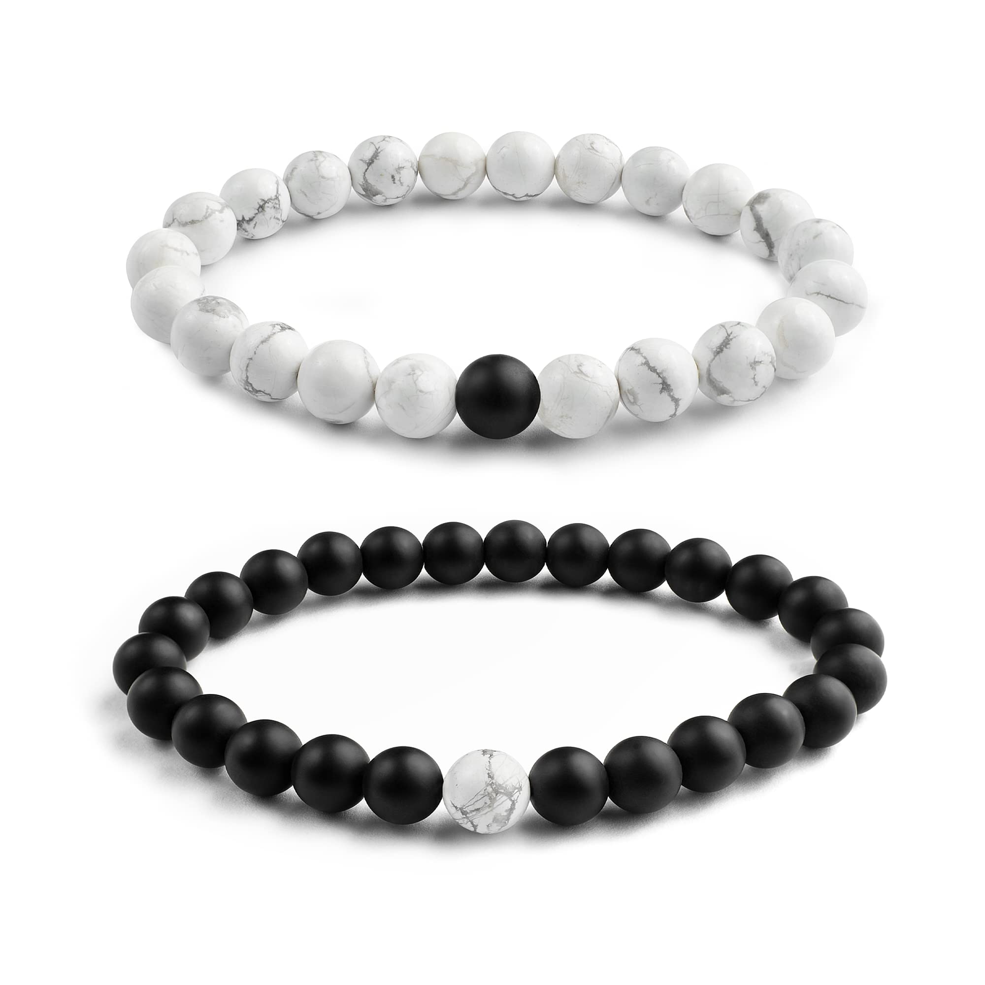 AnavegoTrue Bond Comes with Unique Storage Gift Box Matching Couples Bracelet Set. Gift for Him Her Boyfriend Girlfriend Husband Wife Women Men Mother Father. 8 Millimetre Beaded