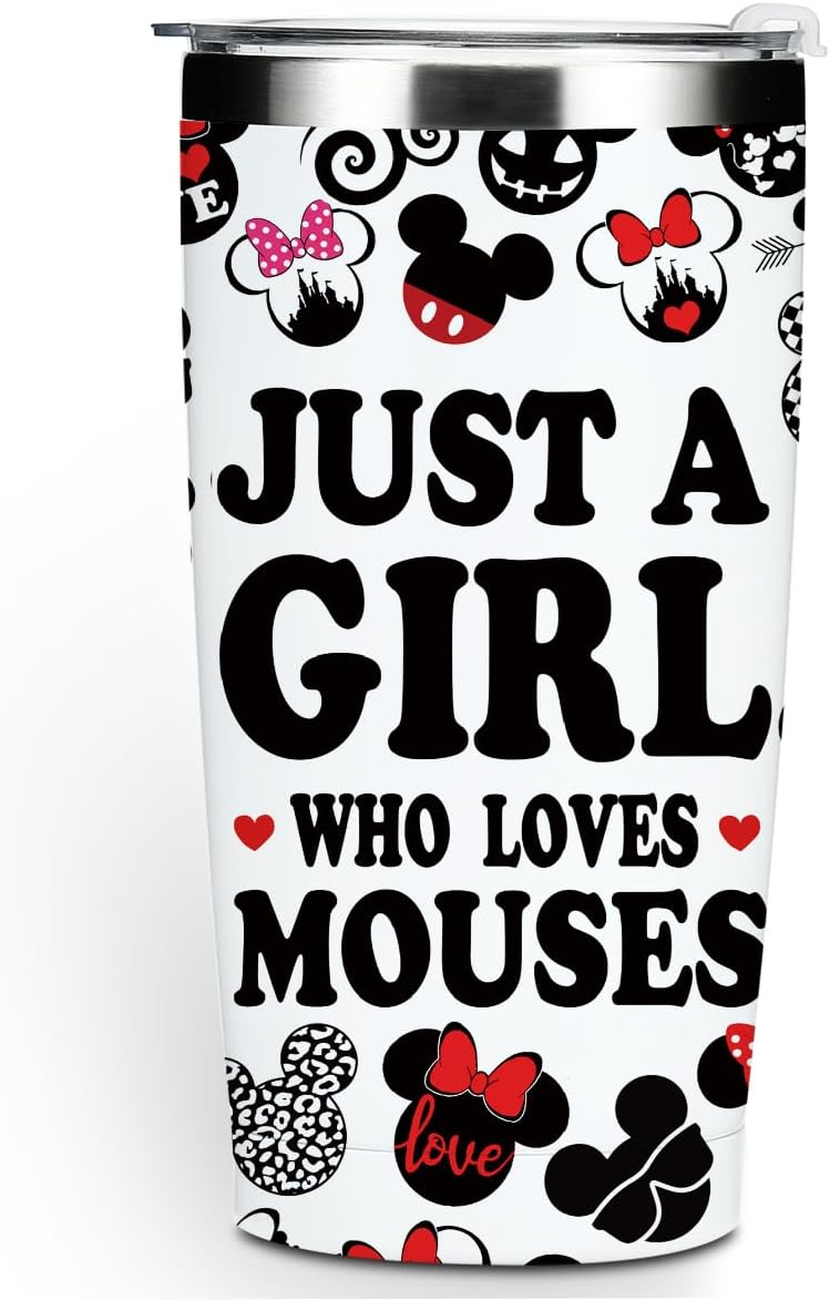 Inspired Cartoon Mouse Tumbler, Magic Mouse Lovers Coffee Mug Animal Lovers Mouse Themed Gifts for Women Girls Sister Friendship Birthday Christmas 20 oz Stainless Steel Travel Thermos Insulated Cup